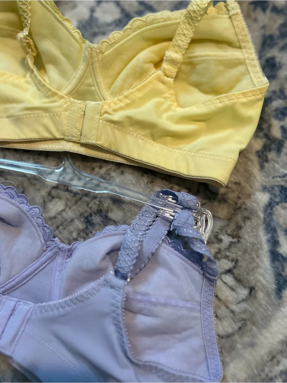 Smart Fir Women's Lace-Embroidered Wireless Bralette - Yellow and Lavender